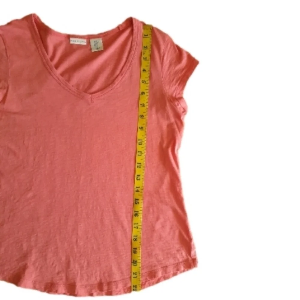 Max Studio Top Womens Medium Pink Short Sleeve Pima Cotton Shirt V Neck - Picture 7 of 8